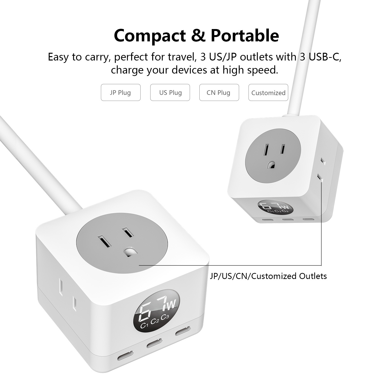 67W USB C GaN Power Strip